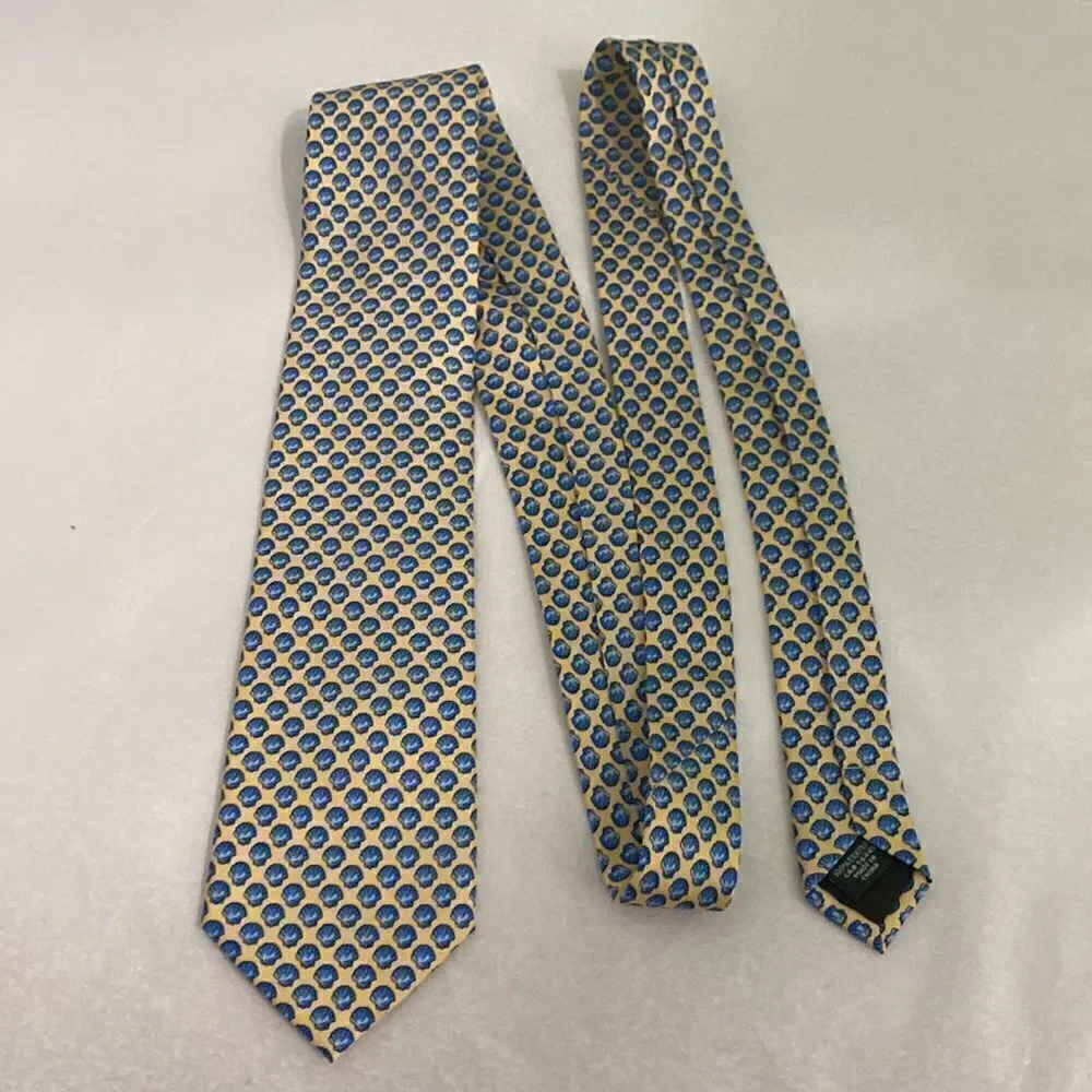 J.Crew The Silk Tie Mens Yellow Blue Shell Classic Tie